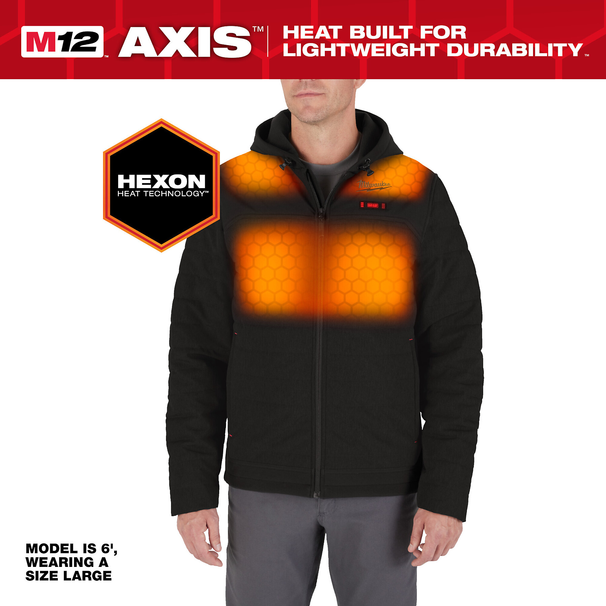 Milwaukee M12 Cordless AXIS Black Heated Jacket Kit, X-Large